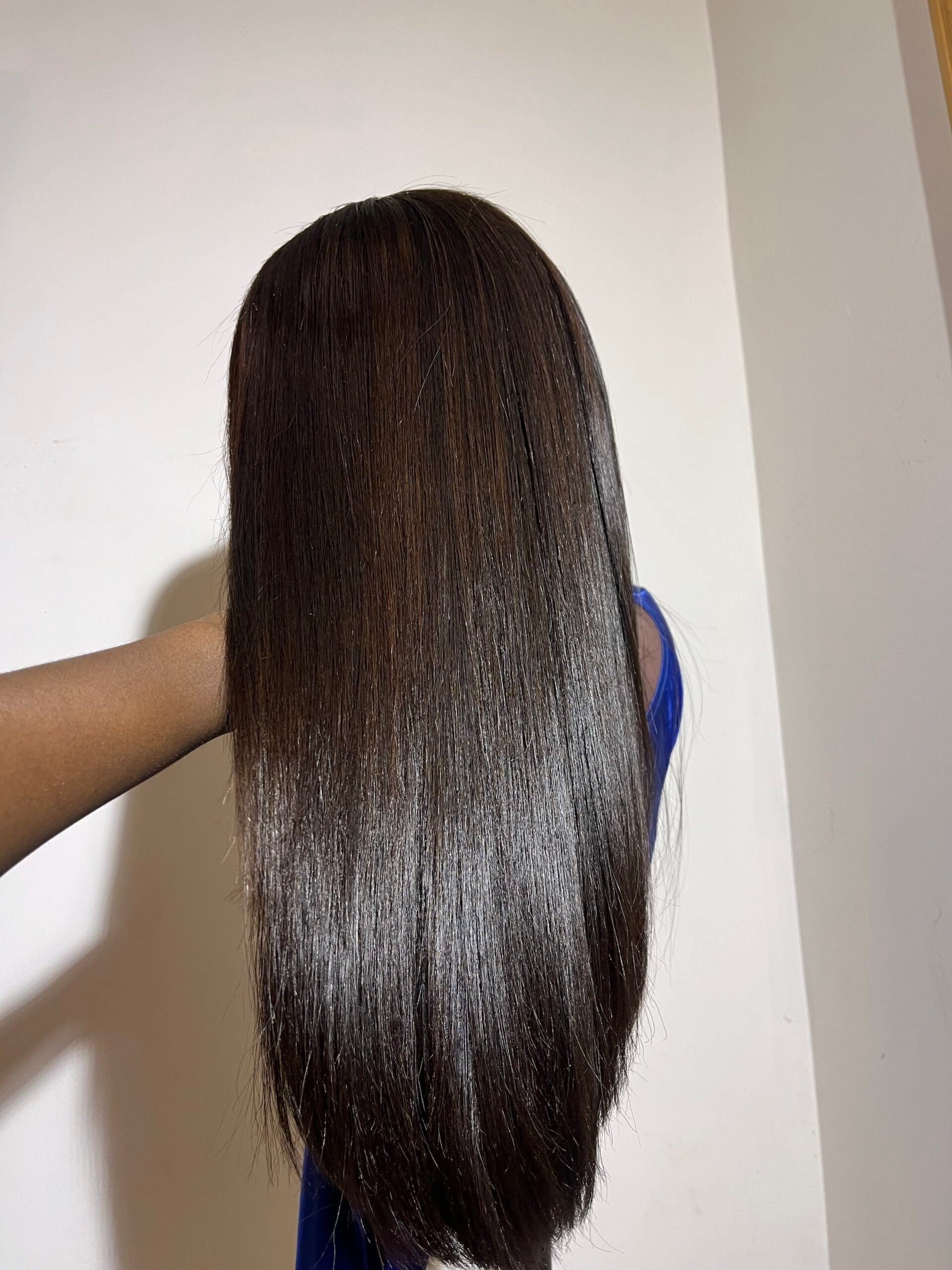 Tina: Raw Vietnamese 5x5 straight 16” Wig image 4