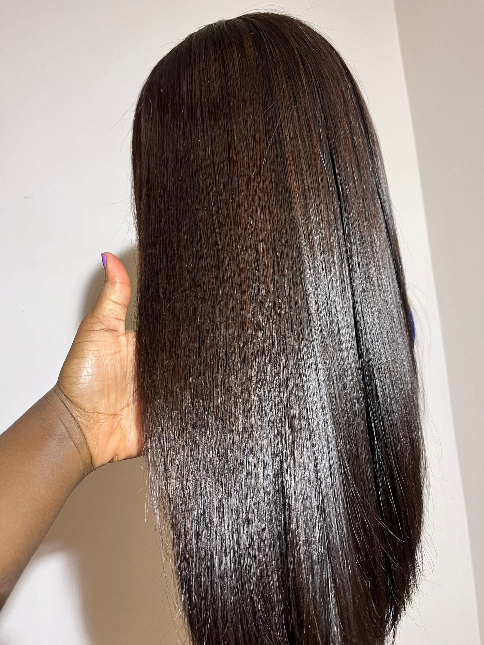 Tina: Raw Vietnamese 5x5 straight 16” Wig image 3