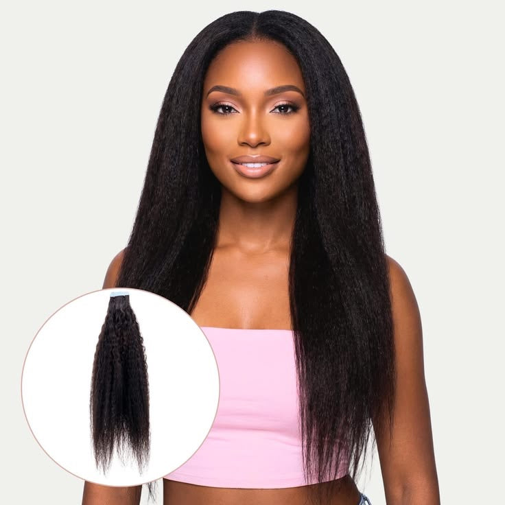 Kinky Straight Tape-In Hair Extensions | Flat, Natural & Lightweight